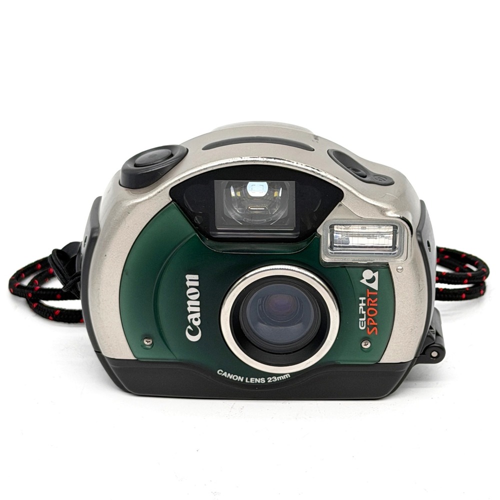 Canon ELPH Sport APS Film Camera 23mm Lens Silver Green Water Resistant Untested